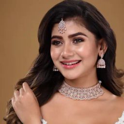 Saraf RS Jewellery Rose Gold Plated White AD Studded Heavy Choker Jewellery Set-picture-25