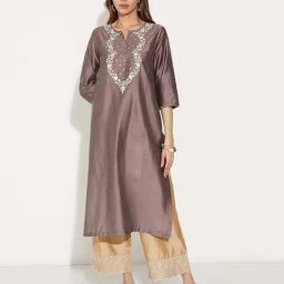 Rangmanch By Pantaloons Brown Regular Fit Embroidered Kurta-picture-39