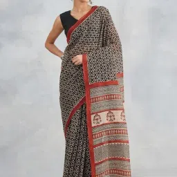 Fabindia Black Printed Sarees-image-86