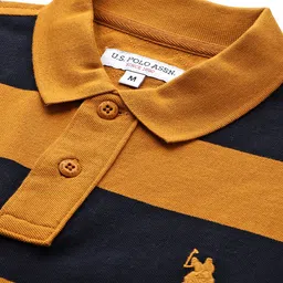 U.S. Polo Assn. Men Striped Polo Collar Pure Cotton Slim Fit T-shirt image 2