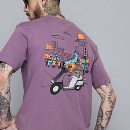 Flying Machine Printed Drop-Shoulder Sleeves Relaxed Fit Pure Cotton T-shirt-picture-48