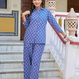 Kaftanize Women Geometric Printed Shirt With Trouser-image-73