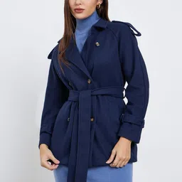Styli Women Solid Oversized Longline Double Breasted Belted Tailored Jacket-image-56