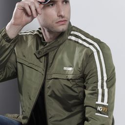 The Indian Garage Co Men Olive Green Solid Tailored Jacket-picture-35