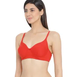 Clovia Non-Padded Non-Wired Full Coverage Spacer Cup Multiway T-shirt Bra in Red - Cotton Rich image 3
