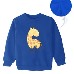 KAVEE Fleece Knit Full Sleeves Giraffe Printed Sweatshirt - Royal Blue-picture-15