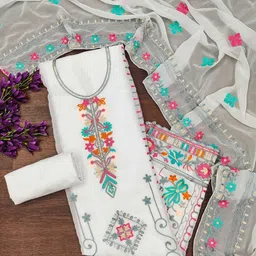 SHADOW & SAINING Embroidered Silk Georgette Unstitched Dress Material image 4