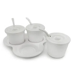 Superware Melamine  Pickle Set -Matte White ( 10 pcs) Trio Sauce Set image 2