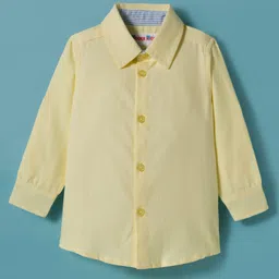 kookie kids india Kookie Kids Cotton Woven Full Sleeves Solid Oxford Shirt - Yellow image 2
