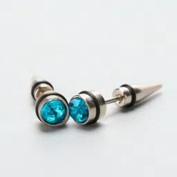 The Roadster Lifestyle Co Men Set Of 6 Stainless Steel Artificial Stones Studded Studs image 4