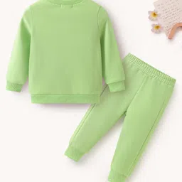 Mark & Mia Cotton Full Sleeves T-Shirt & Lounge Pant Set With Smiley Face Embriodery - Light Green image 3