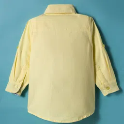 kookie kids india Kookie Kids Cotton Woven Full Sleeves Solid Oxford Shirt - Yellow image 3