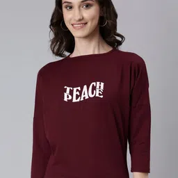 SHOWOFFFF Women Typography Printed Drop-Shoulder Sleeves Slim Fit T-shirt-picture-16