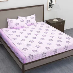 METRO LIVING Pink 144 TC Queen Bedsheet with 2 Pillow Covers-image-85