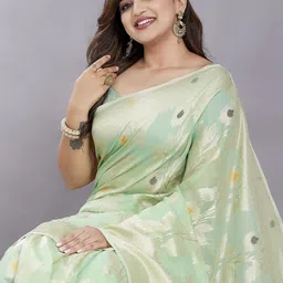 Rani Saahiba Woven Design Zari Chanderi Saree With Blouse Piece image 4