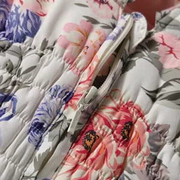 Babyhug Woven Full Sleeves Hooded Padded Jacket With Floral Print - Multicolor image 4