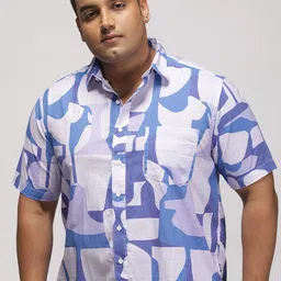 Big Hello - The Plus Life Plus Size Abstract Printed Short Sleeves Cotton Shirt image 5