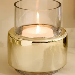 Home Centre Gold-Toned & Transparent Glass Votive Candle Holder-picture-18