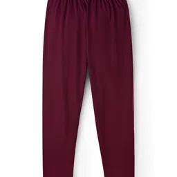 EARTHY TOUCH Single Jersey Knit Full Sleeves Kurta Pyjama Set with Foil Floral Print - Maroon image 5