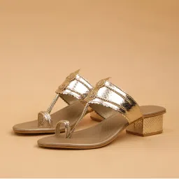 Eridani Solid Gold Toran Kolhapuri Heels-image-5