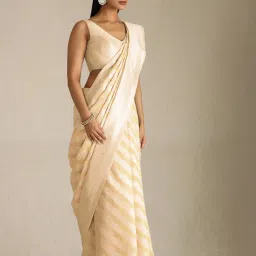 Soch Beige Tussar Woven Design Saree With Stitched Blouse image 3