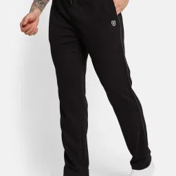 Octave Black Cotton Regular Fit Trackpants image 3