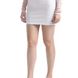 CALVIN KLEIN Bright White Embroidered Bodycon Skirt image 3
