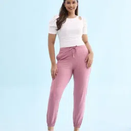 Go Colors! Pink Cotton Mid Rise Joggers-picture-43