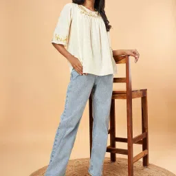 Marigold Lane Off-White Embroidered Top image 3