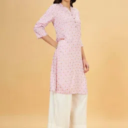 Rangmanch by Pantaloons Pink Printed Straight Kurta image 3