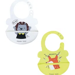 Polka Tots Infants Pack Of 2 Waterproof Silicone Bibs With Adjustable Snap Buttons image 2