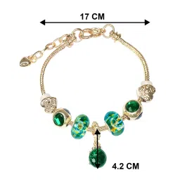 Peora Stylish Gold - Green Gold Plating Synthetic Stone & Beads Bracelets image 3