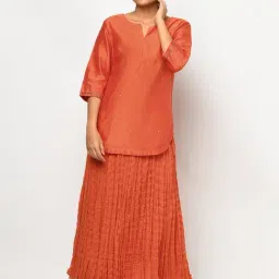 Fabindia Orange Maxi Skirt-picture-10
