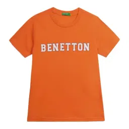 United Colors of Benetton Kids Orange Logo Print T-Shirt-picture-19