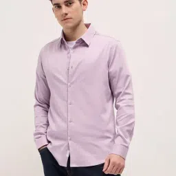 The Bear House Purple Slim Fit Solid Shirt-picture-15
