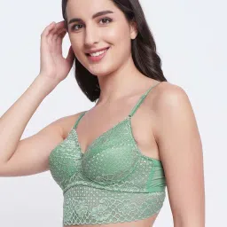 Clovia Green Lace Work Bralette Bra image 3