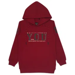 Cavio Kids Maroon Printed Full Sleeves Hoodie-image-17