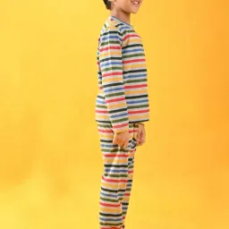 Anthrilo Kids Multicolour Cotton Striped Full Sleeves T-Shirt & Trouser image 3