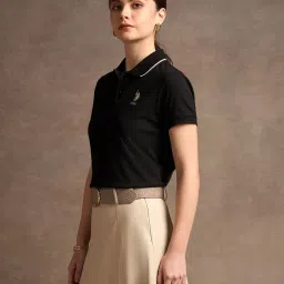 U.S. Polo Assn. Black Logo Print Polo T-Shirt image 3