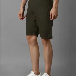 Louis Philippe Jeans Olive Cotton Slim Fit Shorts image 3