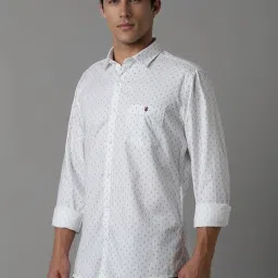 Louis Philippe Jeans White Cotton Slim Fit Printed Shirt image 3