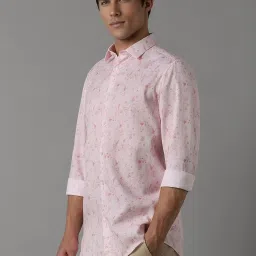 Louis Philippe Sport Pink Cotton Regular Fit Printed Shirt image 3
