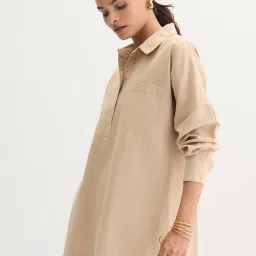 FEMMELLA Beige Relaxed Fit Solid Tunic image 3