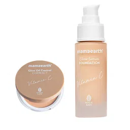 Mamaearth Set of Vitamin C Glow Oil Control Compact 9 g & Glow Serum Foundation 30 ml-picture-16