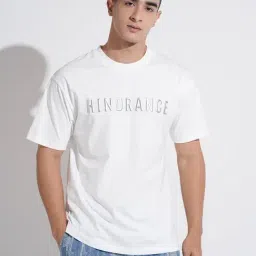 SHOWOFFFF White Cotton Printed Relaxed Fit T-Shirt image 1