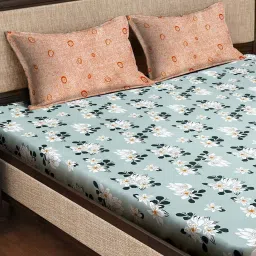 Klotthe Blue 300 TC Polycotton Double Bedsheet with 2 Pillow Covers image 3