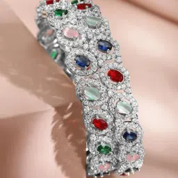 Rubans Rhodium Plated Multi Bangle for Women image 3