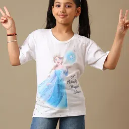 Kidsville Girls White Cotton Printed T-Shirt-picture-26