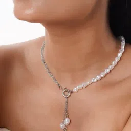 Joker & Witch Naiads Silver Pearl Necklace for Women-picture-42