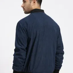 SHOWOFFFF Navy Blue Corduroy Slim Fit Jacket image 4